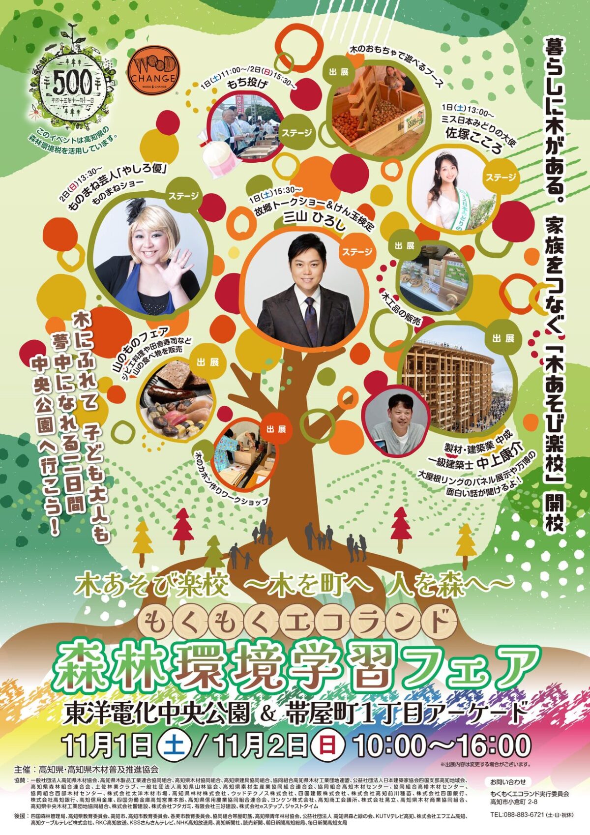森林環境学習フェア もくもくエコランド2025|11月1日(土)〜11月2日(日)高知市東洋電化中央公園&帯屋町アーケードで開催!木とふれあい学ぶ二日間